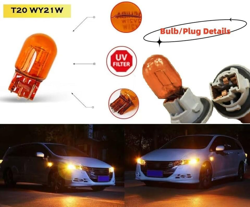 (2 PCS) WY21W Turn Signal Bulb/Plug in Signal light bulb 12V 21W fit for Cadillac XTS/SRX, Chevrolet Cruze/Malibu, Ford Mondeo -Amber Bulbs
