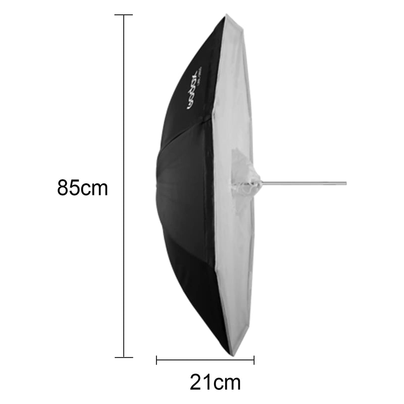Godox UBL-85S 85cm 33.4” Black Silver Reflective Umbrella Photography Studio Soft Light Umbrella with Large Diffuser Cover for Video Shooting