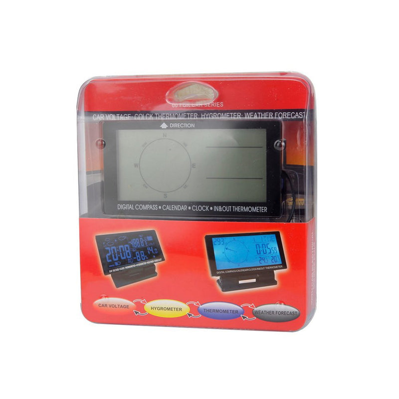 4.6" LCD Digital Display Screen Car Compass,Calendar,Clock,in & Out Thermometer with Blue Backlight for Car