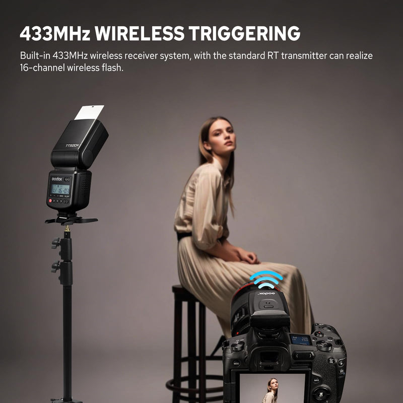 Godox TT520III TT520 III Camera Flash, Universal Hot Shoe Flash, GN33 Manual Flash with RT-16 Wireless Transmitter, Compatible for Canon Nikon Sony Pentax Olympus Fuji Panasonic Camera with Hot Shoe