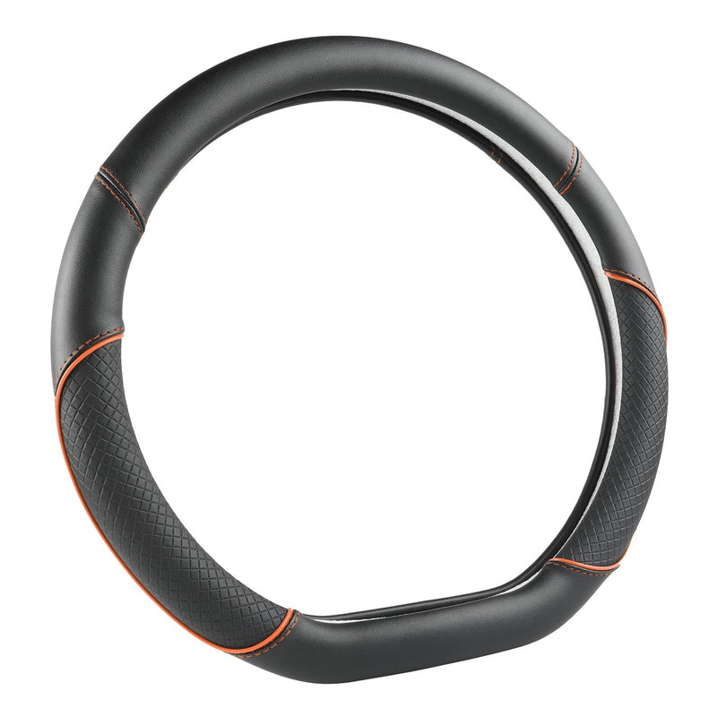 GIANT PANDA D Shape Steering Wheel Cover for Nissan Rogue Kicks - Auto Car Steering Wheel Cover Customized for Nissan Altima Sentra(Black+Orange Line-D-Shaped) D-Shaped Black+Orange Line