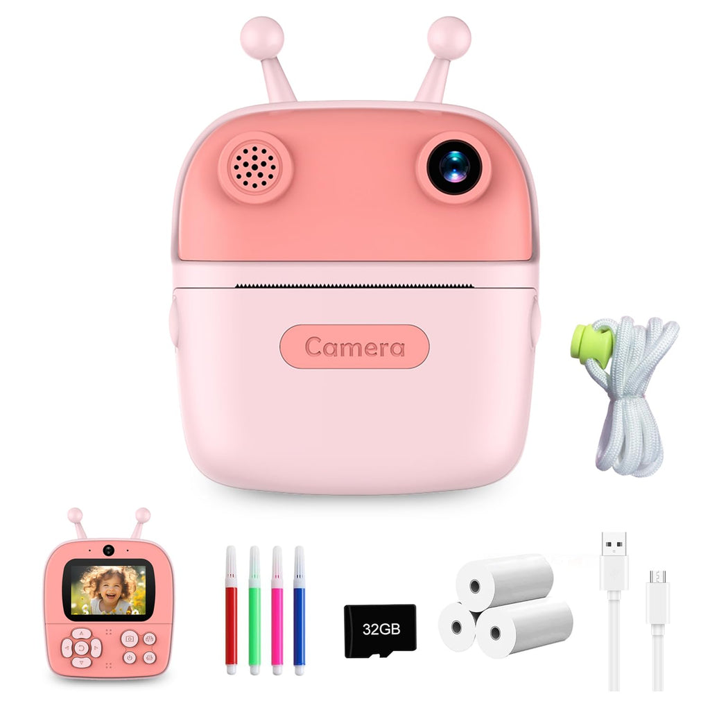 Kids Camera Instant Print,Christmas Birthday Gift for Kids 3-12 Years Old,12MP 1080P Digital Polaroid with Silicone Case,Instant Digital Camera Print 2.4 Inch Screen,Camera for Girls Toys