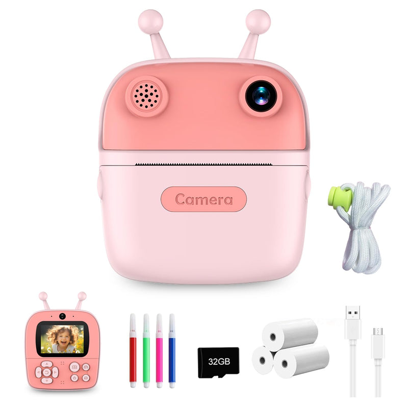 Kids Camera Instant Print,Christmas Birthday Gift for Kids 3-12 Years Old,12MP 1080P Digital Polaroid with Silicone Case,Instant Digital Camera Print 2.4 Inch Screen,Camera for Girls Toys