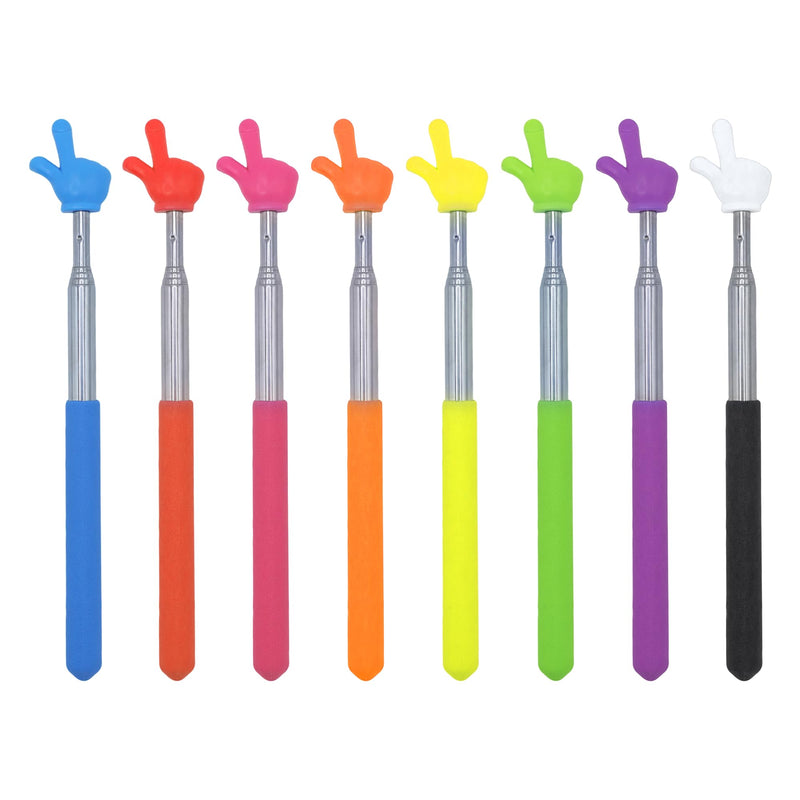 8 Pcs Telescopic Teacher Pointer Stick, Retractable Finger Hand Pointer for Classroom, Extendable Pointing Stick for School Presentations & Interactive Learning (8 Colors) 8 Pcs Multi-color