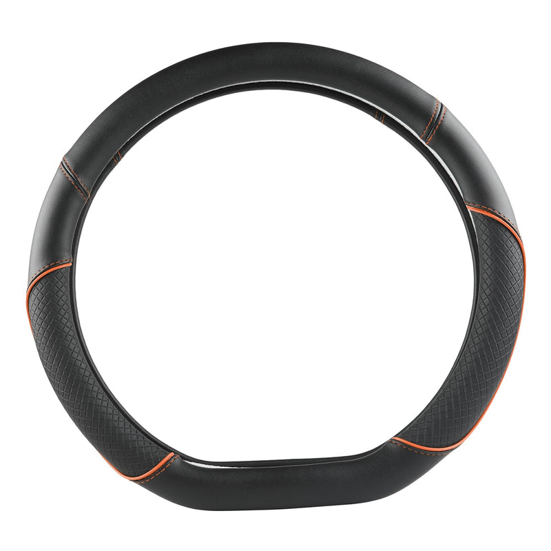 GIANT PANDA D Shape Steering Wheel Cover for Nissan Rogue Kicks - Auto Car Steering Wheel Cover Customized for Nissan Altima Sentra(Black+Orange Line-D-Shaped) D-Shaped Black+Orange Line