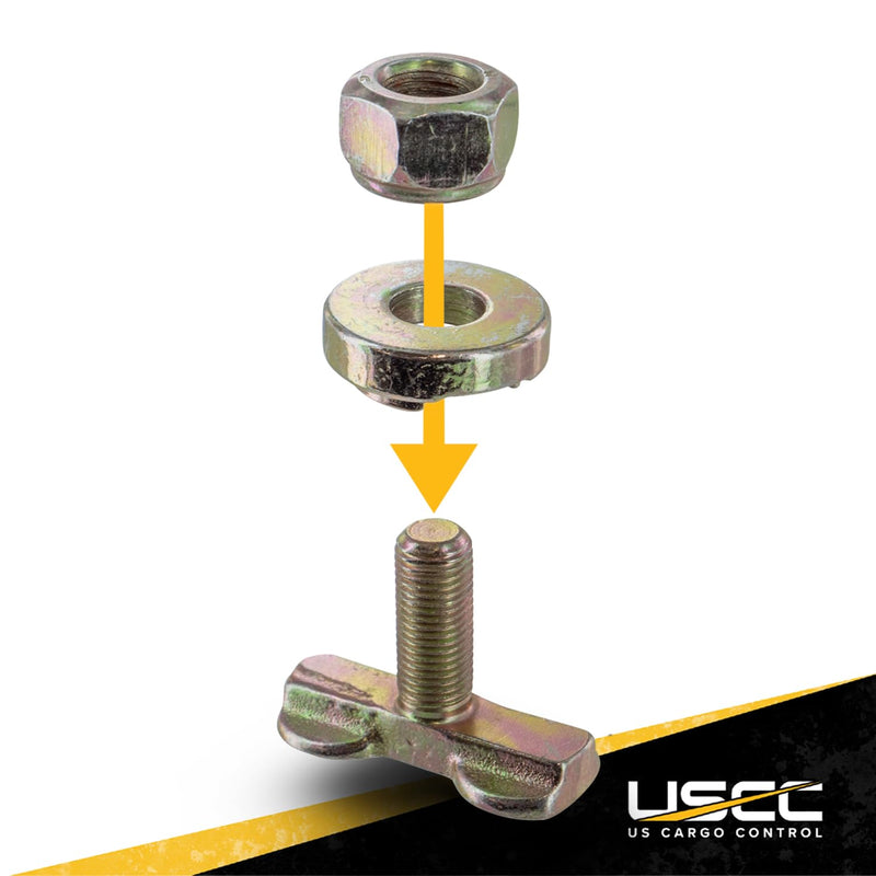 US Cargo Control L Track Threaded Bolt Double Stud Fitting, (10 Pack) 5,500 Pounds Break Strength, Use with L Track Rails in Your Truck Or Trailer to Create Heavy-Duty Bolt Down Anchor Points 10 units