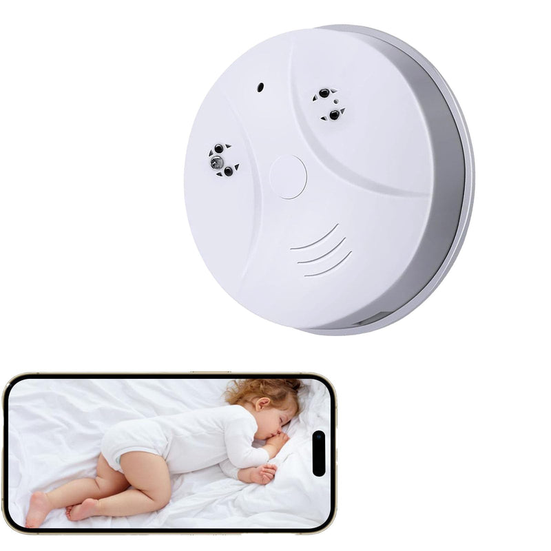 Hidden Camera Smoke Detector, WiFi Indoor Security Camera Dome Surveillance System with Night Vision,Motion Detection, for Home,Business, Baby Monitor