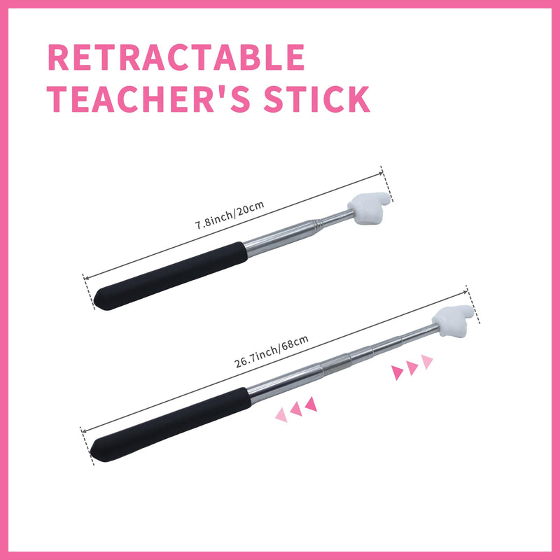 8 Pcs Telescopic Teacher Pointer Stick, Retractable Finger Hand Pointer for Classroom, Extendable Pointing Stick for School Presentations & Interactive Learning (8 Colors) 8 Pcs Multi-color