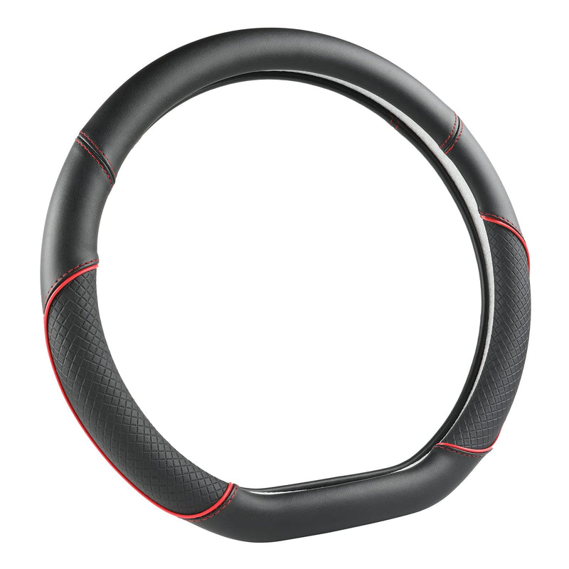 GIANT PANDA D Shape Steering Wheel Cover for Nissan Rogue Kicks - Auto Car Steering Wheel Cover Customized for Nissan Altima Sentra(Black+Red Line-D-Shaped) D-Shaped Black+Red Line