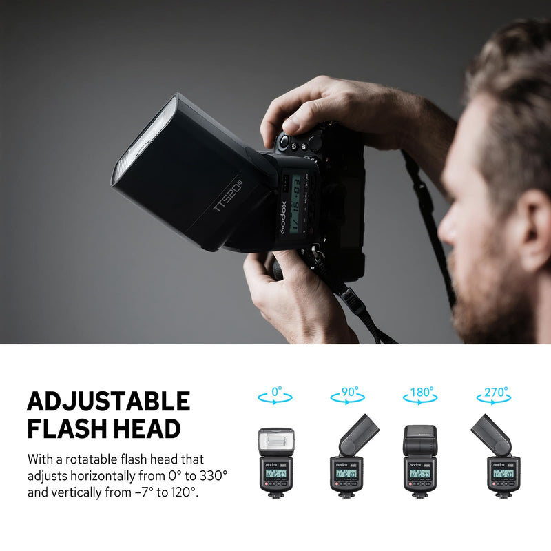 Godox TT520III TT520 III Camera Flash, Universal Hot Shoe Flash, GN33 Manual Flash with RT-16 Wireless Transmitter, Compatible for Canon Nikon Sony Pentax Olympus Fuji Panasonic Camera with Hot Shoe