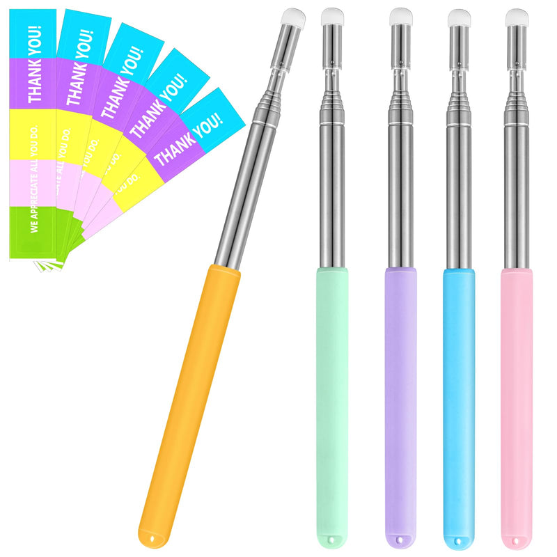 5 Sets Telescopic Teachers Pointer for School Teaching Colorful Retractable Pointer Stick with Soft Grip Handles for Elementary Kindergarten Classroom Office Back to School Supplies