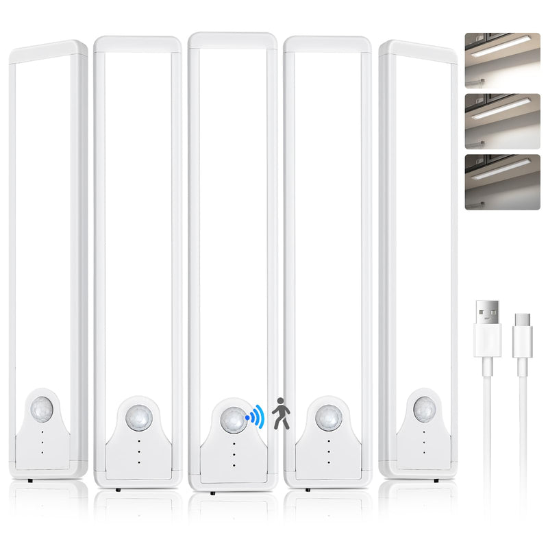 Pak Under Cabinet Lighting, 8 Inch 41 LED Rechargeable Battery Operated Motion Sensor Light Indoor, 1100 mAh Wireless Magnetic Dimmable 6500K Closet Lights, 5 Pack