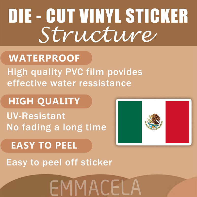 (3PCS) Mexico Flag stickers, Countries Flag Stickers - Waterproof Vinyl Decals For Laptops, Tumblers, Water Bottles, Books, Scrapbooks, Size 3 X 1.8 Inch