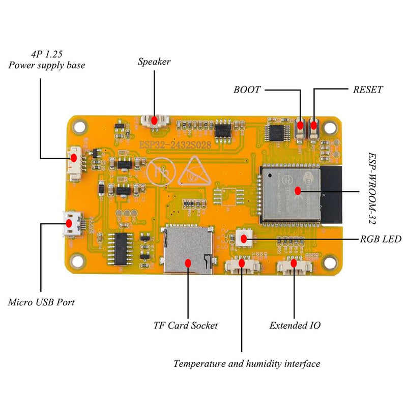 ESP32 Touchscreen 2.8inch TFT LCD Display ESP-WROOM-32 ILI9341 Resistive Touch Module 240 * 320 ESP32-2432S028R Bluetooth WIFI Dual Core Development Board for Arduino