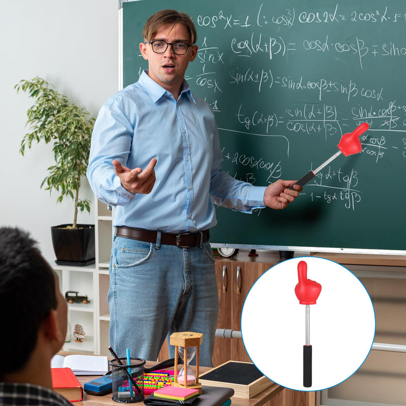 Big Teacher Pointer Finger,Pointer Stick for Classroom with Soft Grip Handle,Teaching and Presentations, Teacher Supplies Interactive Learning,Retractable Pointer Extendable to 32 Inches (RED) red