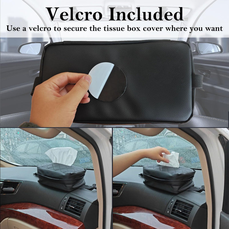 Car Tissue Holder for 120 Standard Tissue,Leather PU Tissues Box Cover for Car Backseat,Extra Large Rectangle Napkin Holder Soft Rectangular,Fits for Kleenex tissues,for Storage& Organization (Brown) Brown