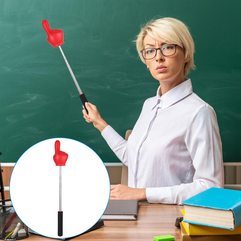 Big Teacher Pointer Finger,Pointer Stick for Classroom with Soft Grip Handle,Teaching and Presentations, Teacher Supplies Interactive Learning,Retractable Pointer Extendable to 32 Inches (RED) red