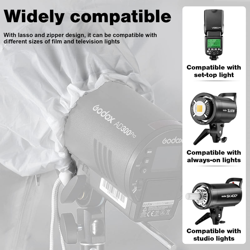 Godox UBL-85S 85cm 33.4” Black Silver Reflective Umbrella Photography Studio Soft Light Umbrella with Large Diffuser Cover for Video Shooting