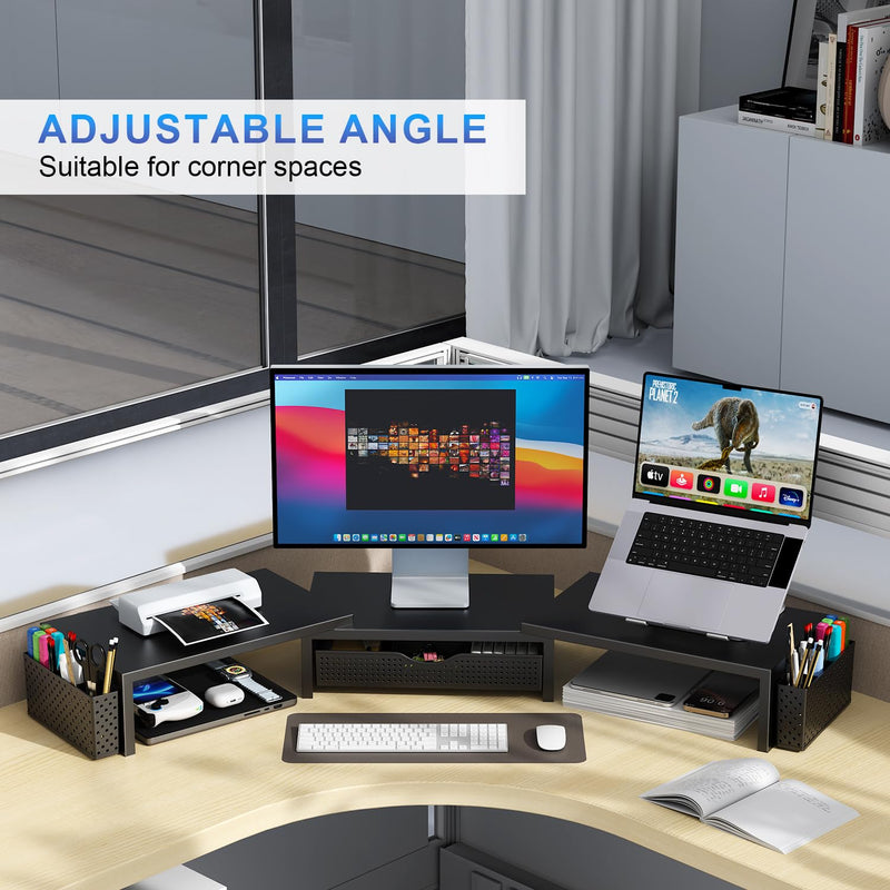 gianotter Dual Monitor Stand Riser + 6-Tier Paper Organizer (Black)