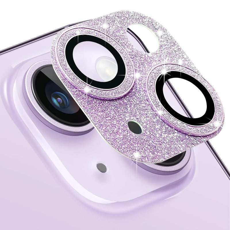 for iPhone 14 and iPhone 14 Plus Camera Lens Protector, Bling Lens Cover 3D Rhinestone Diamond 9H Tempered Glass Camera Cover Anti Scratch Shockproof Lens Screen Full Protective Cover - Pink