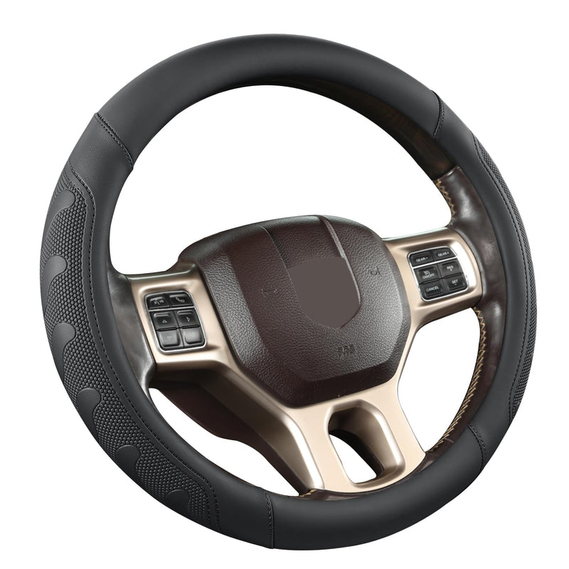 GIANT PANDA Car Steering Wheel Cover for RAM 1500 2500 3500, Compatible with Dodge RAM 15.5-16 inches - Black Large size (15.5''-16'') A-Black
