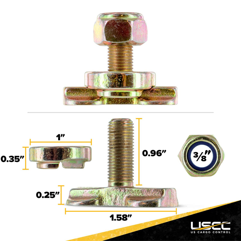 US Cargo Control L Track Threaded Bolt Double Stud Fitting, (10 Pack) 5,500 Pounds Break Strength, Use with L Track Rails in Your Truck Or Trailer to Create Heavy-Duty Bolt Down Anchor Points 10 units