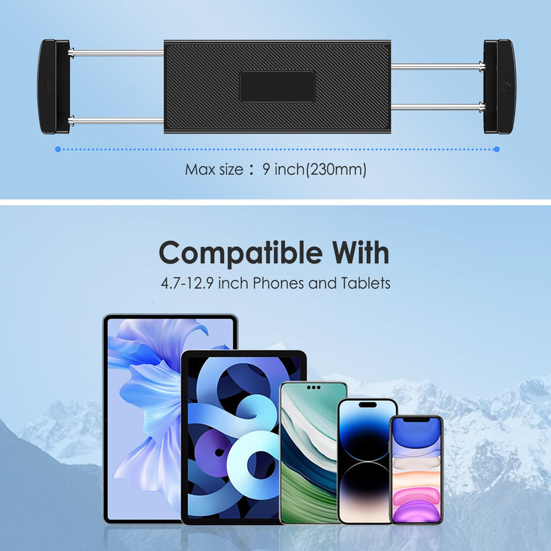 Tablet Wall Mount Holder, Aluminium Extendable iPad Wall Holder, with 360°Rotating Base Adjustable and Foldable for iPad Pro Air Mini, Samsung Galaxy Tab, All 4.7-12.9" Phones and Tablets