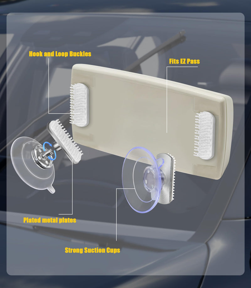 (2 Sets) Orzero Windshield Holder for EZ Pass - Ultra Strong Suction Mount, Works with Changing Placement Flexibly