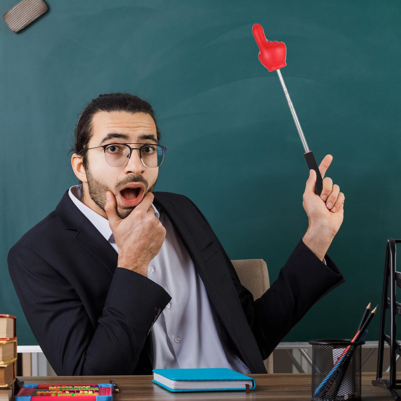 Big Teacher Pointer Finger,Pointer Stick for Classroom with Soft Grip Handle,Teaching and Presentations, Teacher Supplies Interactive Learning,Retractable Pointer Extendable to 32 Inches (RED) red