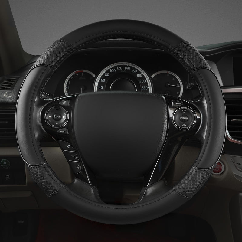 GIANT PANDA Steering Wheel Cover for Honda Civic(2006-2015),CR-Z, Insight, S2000 (Black-Small Size) Small size (14 ''-14.25'') Black