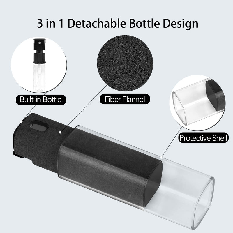 2 Pcs Fingerprint Proof Screen Cleaner, 3 in 1Touchscreen Mist Cleaner Spray Wipe Cleaner Screen Cleaner Soft Fiber Flannel,Safe for All Phones Glasses Tablet Laptop TV Watch Screens (Black) black