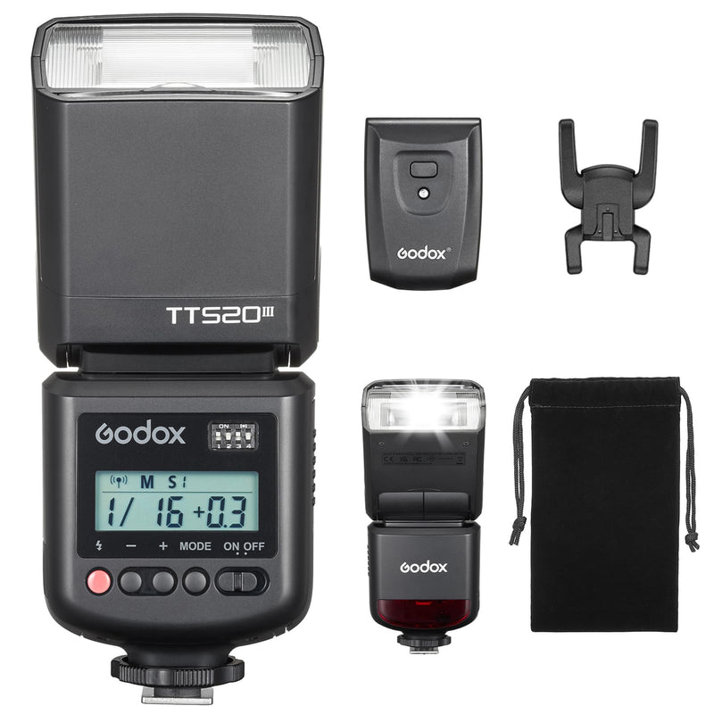 Godox TT520III TT520 III Camera Flash, Universal Hot Shoe Flash, GN33 Manual Flash with RT-16 Wireless Transmitter, Compatible for Canon Nikon Sony Pentax Olympus Fuji Panasonic Camera with Hot Shoe