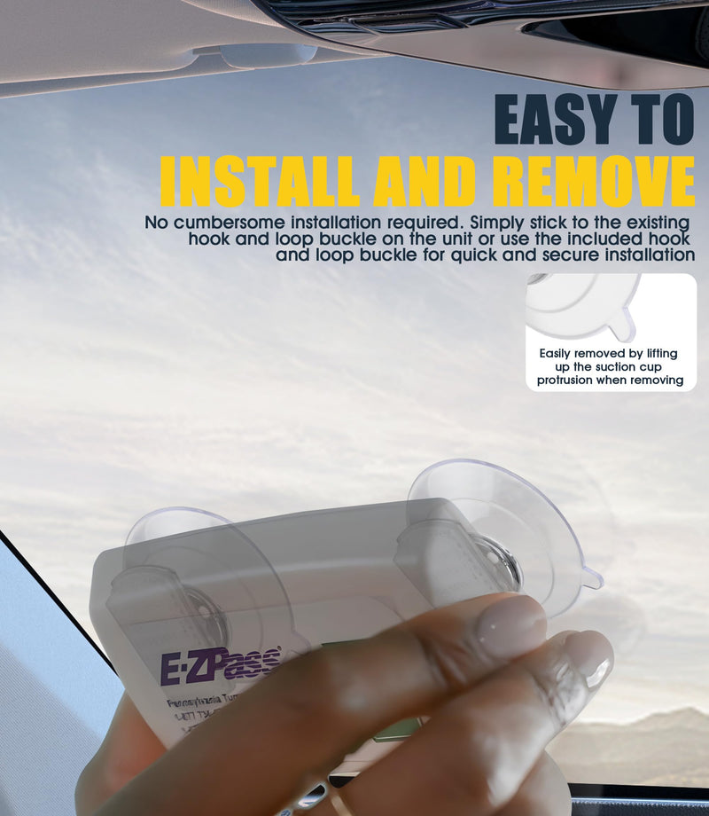 (2 Sets) Orzero Windshield Holder for EZ Pass - Ultra Strong Suction Mount, Works with Changing Placement Flexibly
