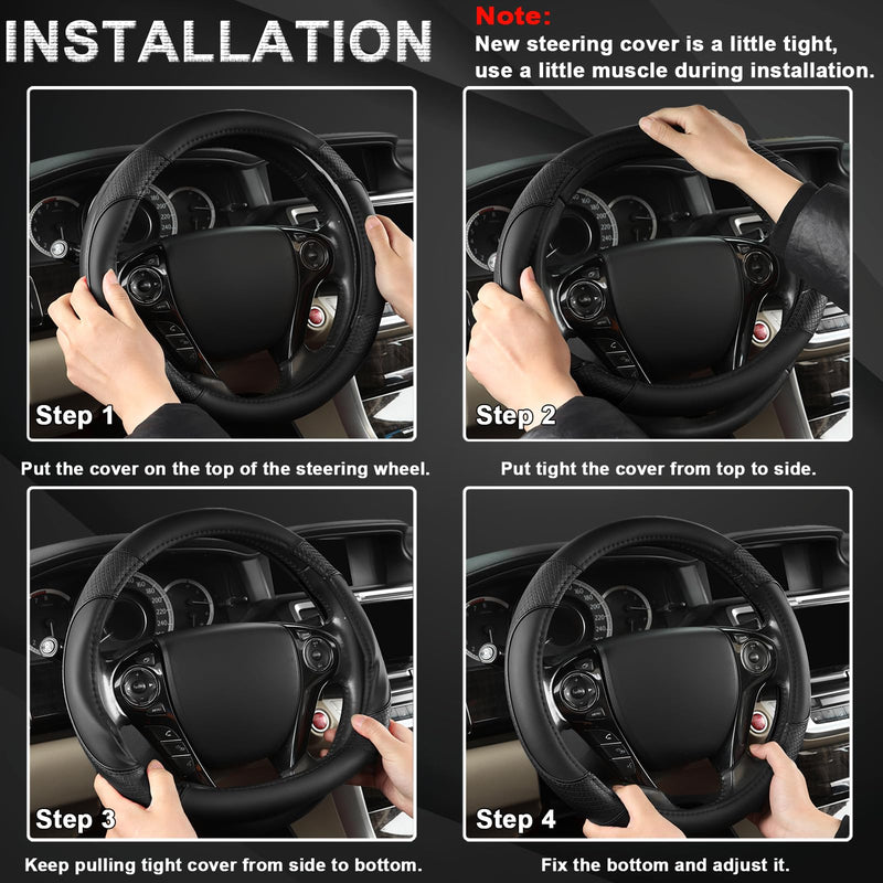 GIANT PANDA Steering Wheel Cover for Honda Civic(2006-2015),CR-Z, Insight, S2000 (Black-Small Size) Small size (14 ''-14.25'') Black