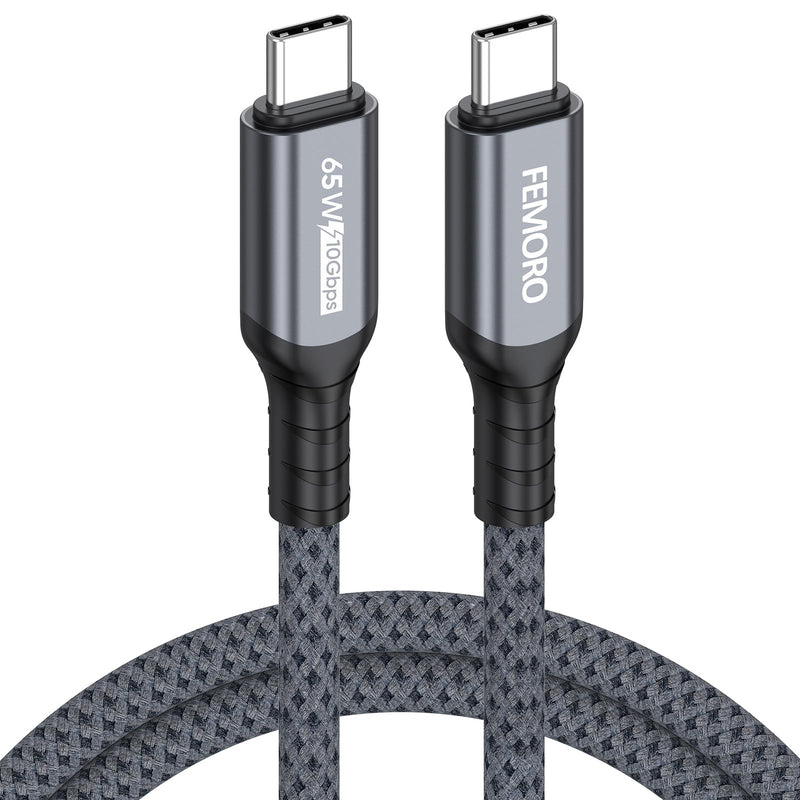 FEMORO USB C Data Transfer Cable 3ft, USB 3.2 Gen2 10Gbps High Speed Sync, PD 65W Fast Charging Type C to C Replacement Cord for Galaxy S24 iPhone 17/16 External SSD Laptop Camera Docking Station 3 Feet 1 Pack