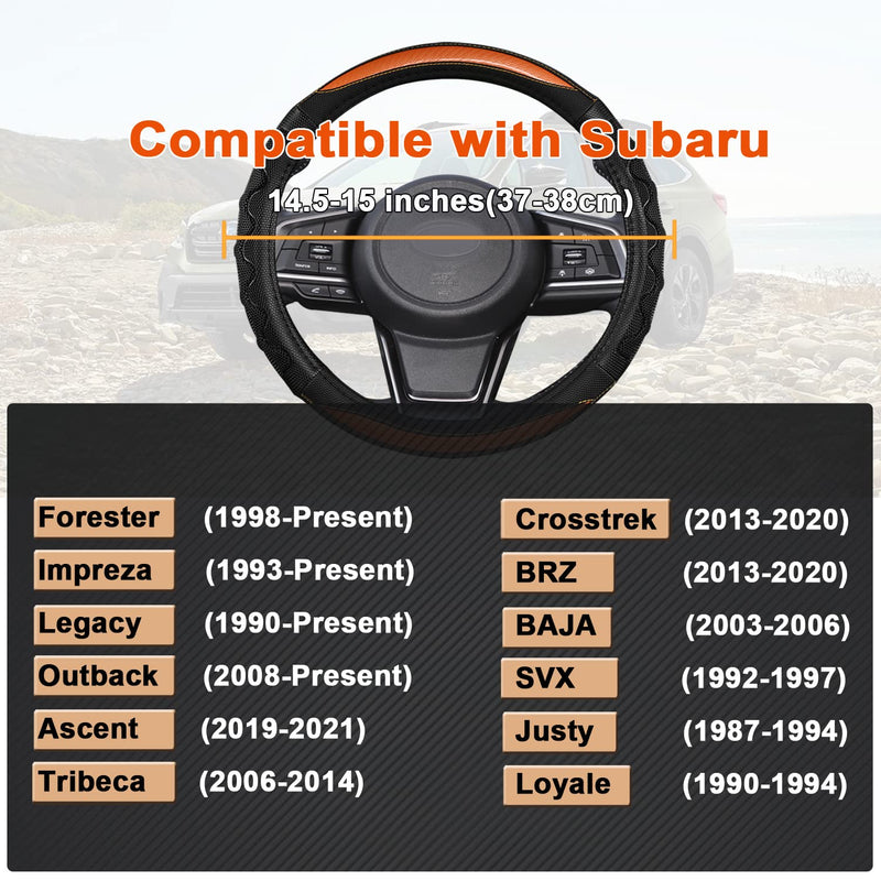 GIANT PANDA Steering Wheel Cover for Subaru Forester, Car Steering Wheel Cover for Subaru Outback and Crosstrek - Orange Round-Shaped