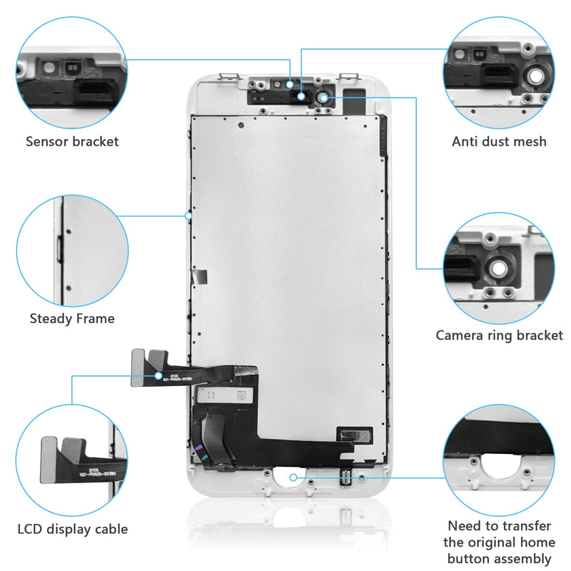for iPhone 8/ SE 2020 2nd Generation Screen Replacement White 4.7 inch LCD Display Digitizer Screen with Waterproof Seal + Repair Tools + Screen Protector