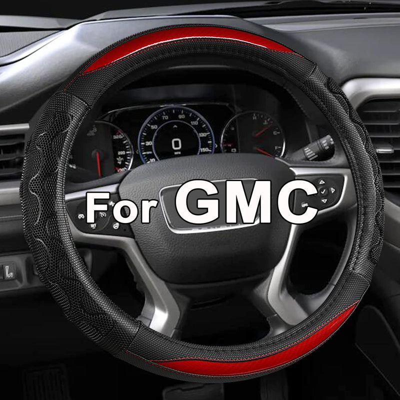 GIANT PANDA Steering Wheel Cover for GMC Sierra Acadia Terrain Yukon(3D Honeycomb-Red-Standard Size) Standard size (14.5''-15'') 3D Honeycomb-Red