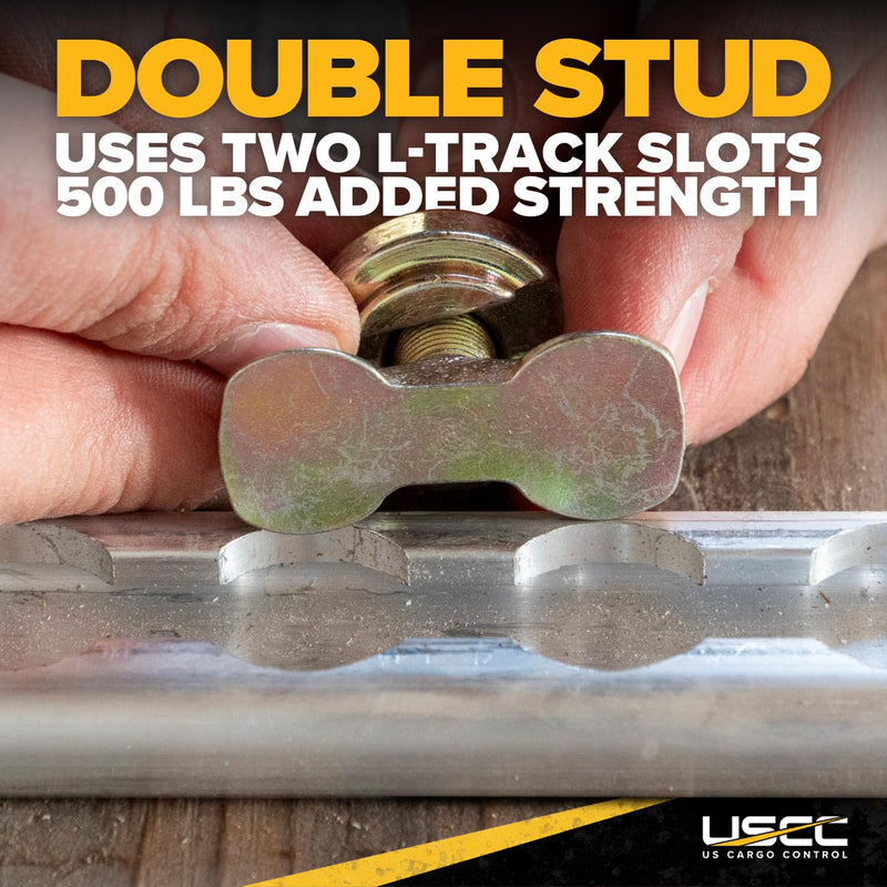 US Cargo Control L Track Threaded Bolt Double Stud Fitting, (10 Pack) 5,500 Pounds Break Strength, Use with L Track Rails in Your Truck Or Trailer to Create Heavy-Duty Bolt Down Anchor Points 10 units
