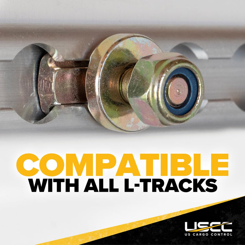 US Cargo Control L Track Threaded Bolt Double Stud Fitting, (10 Pack) 5,500 Pounds Break Strength, Use with L Track Rails in Your Truck Or Trailer to Create Heavy-Duty Bolt Down Anchor Points 10 units