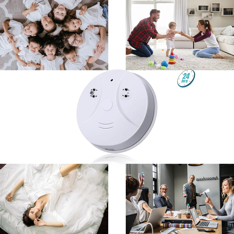Hidden Camera Smoke Detector, WiFi Indoor Security Camera Dome Surveillance System with Night Vision,Motion Detection, for Home,Business, Baby Monitor