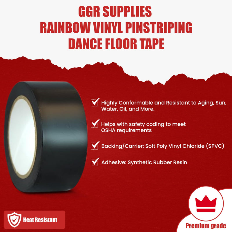 GGR SUPPLIES T.R.U. CVT-536 Clear Vinyl Pinstriping Dance Floor Tape: 2 in. Wide x 36 yds. Several Colors 2 in. x 36 yds. (48mm wide)