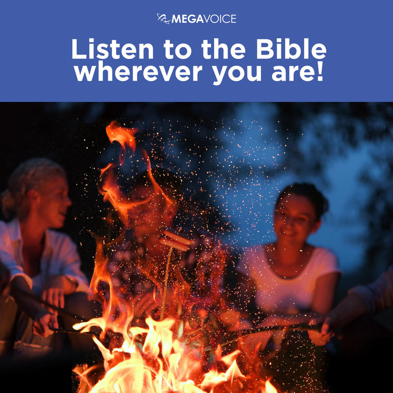 Nuova versione internazionale (NIV) Audio Bible narrata da Max McLean su The Envoy 2S Handheld Solar Player di MegaVoice