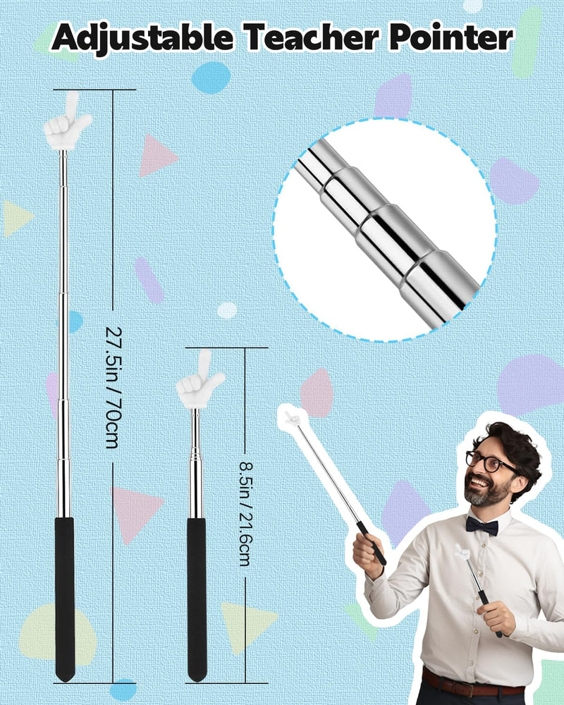 Retractable Teacher Pointer for Classroom Kids Reading, Dumero Extendable Finger Pointer Stick, School Collapsible Telescoping Long Hand Pointing Stick, Classroom Must Have Supplies Essentials, 6 Pack