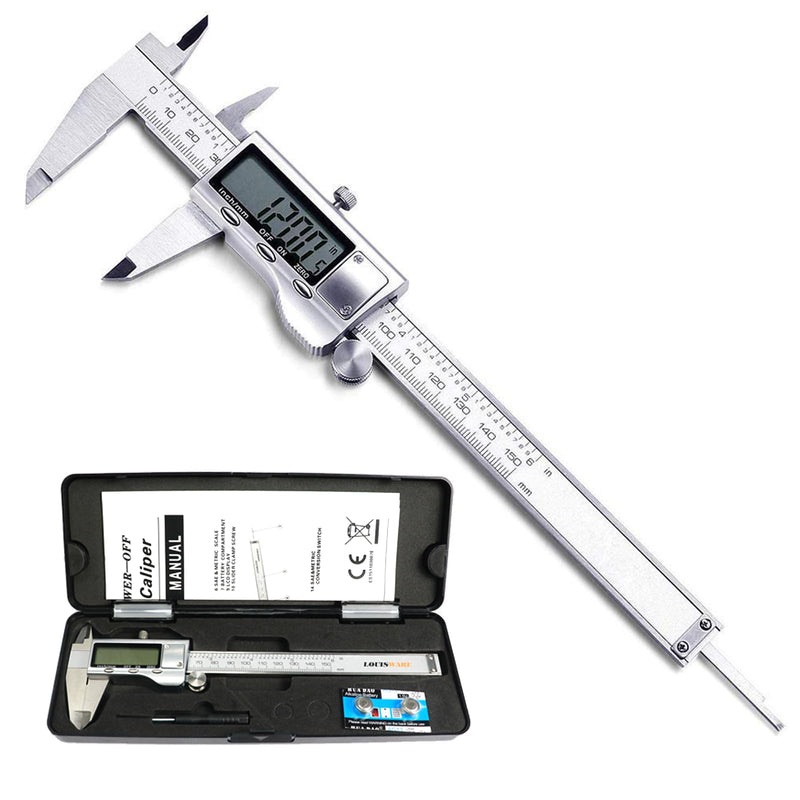 Digital Caliper Measuring Tool, Stainless Steel Vernier Caliper Digital Micrometer with Large LCD Screen, 6 Inch Caliper Tool for DIY/Household, Auto-Off Feature, Inch and Millimeter Conversion RO-04