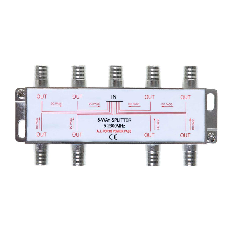 Cables Direct Online 8 Way Bi-Directional 5-2300 MHz Indoor and Outdoor Waterproof Coaxial Antenna Splitter for RG6 RG59 Coax Cable Satellite HDTV (8 Ports) Pack of 1