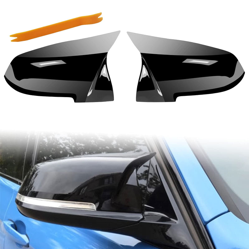 Door Mirror Covers,Glossy Black Replacement Rearview Side Mirror Covers Caps Rearview Replacement for BMW F20 F22 F23 F30 F31 F32 F33 F36 F87 M2 X1 E84 Glossy Black