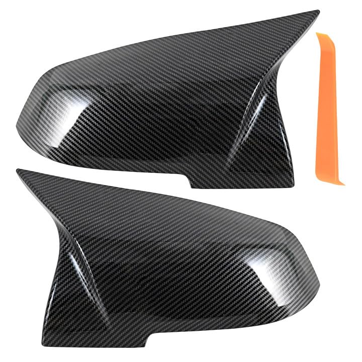 Door Rearview Mirror Cover Cap Carbon Fiber Replacement for BMW F20 F22 F30 F31 F32 F33 F36 F87 M2 X1 E84 328330i 335i 428i 435i - 2PCS (Carbon Fiber)