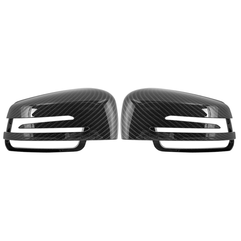 X AUTOHAUX Pair New Exterior Rear View Mirror Housing Door Wing Mirror Covering Cap Carbon Fiber Pattern for Mercedes Benz a B C E GLA Class W204 W212