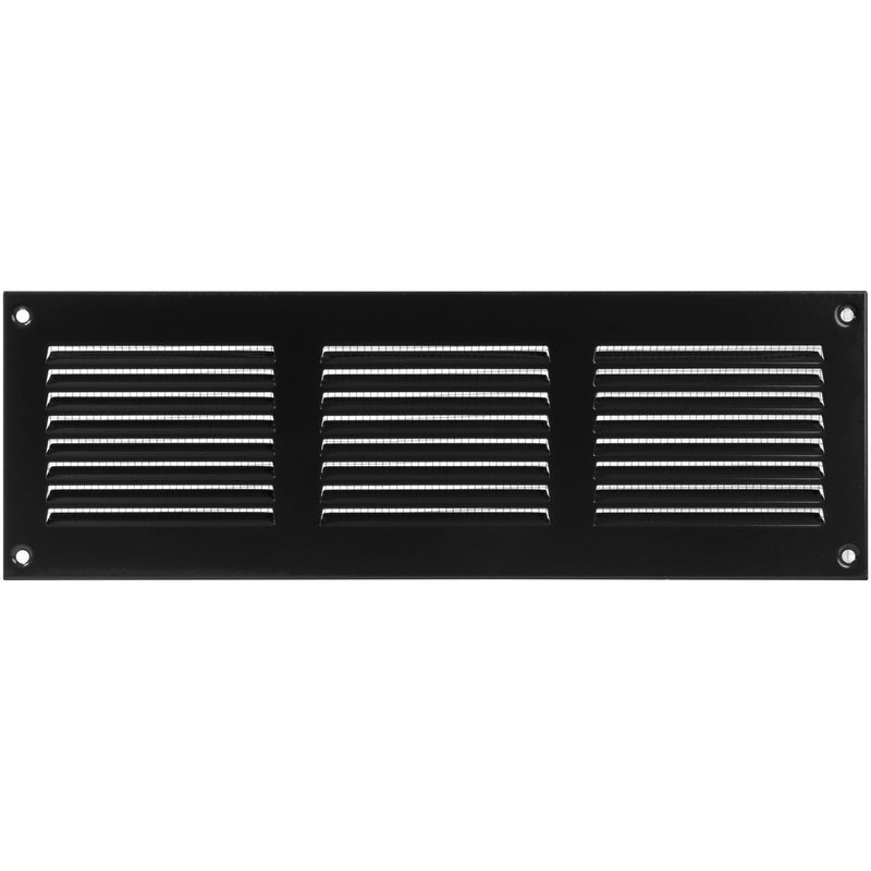 HVAC OV 12" x 4" Inch (External Dimensions) - Scratch Resistant Black Metal Air Cover Grille Cover - Wall, Ceiling Register and Exterior Wall Vent Cover with Guard/Mesh Screen - Soffit Vent 12'' x 4''